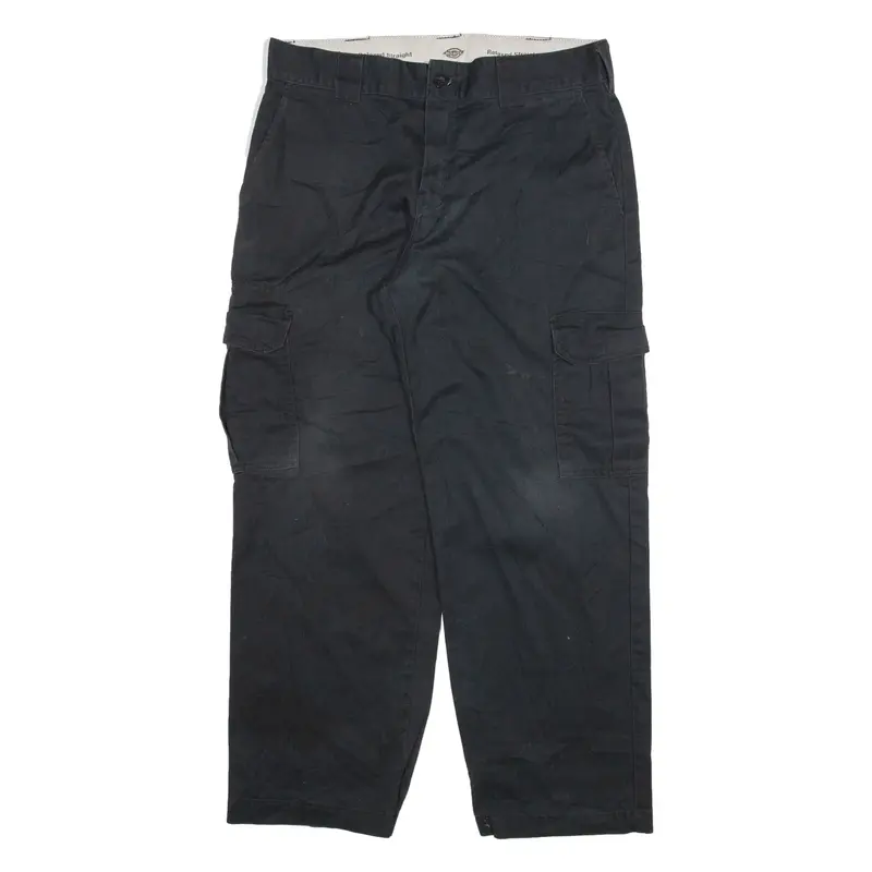 DICKIES Cargo Mens Trousers Black Relaxed Tapered W34 L30