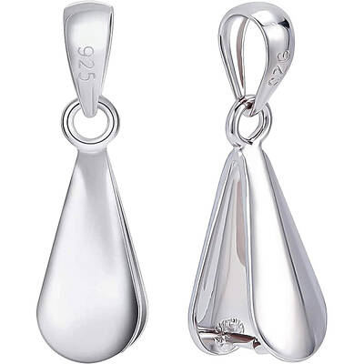 BENECREAT 2 PCS Sterling Silver Ice Pick Pinch Bails Charms Clasps Connectors for DIY Crafting Jewellery Making(18.4x5.2mm)