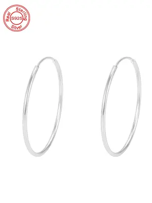S925 Sterling Silver Hoop Earrings, Fashionable Exaggerated Circle Design Earrings for Women & Girls, Trendy All-match & Exqu...