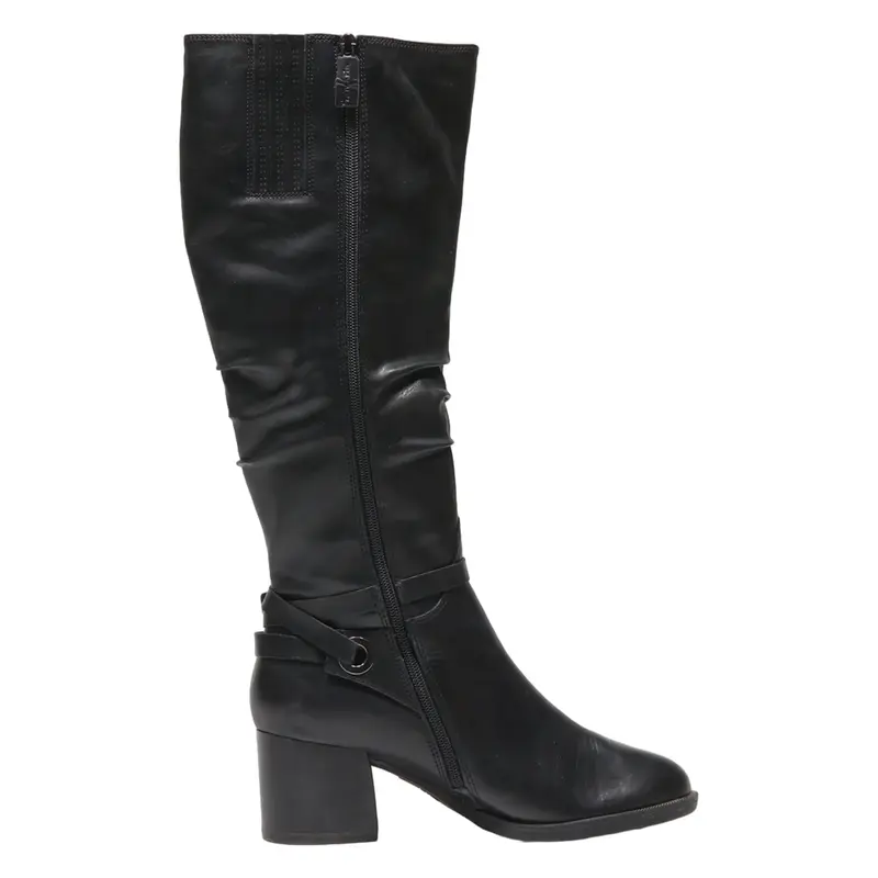 TAMARIS High Boots Black Leather Womens UK 7