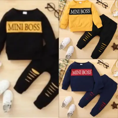 Ready Stock 0-18M Baby Boys Outfits Letter Print Patchwork Long Sleeve Tops & Ripped Pants Set 2Pcs Casual Clothing 22009090