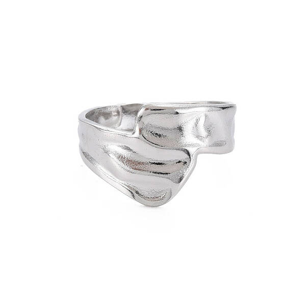 Non-Tarnish 304 Stainless Steel Irregular Wide Band Open Cuff Ring for Women