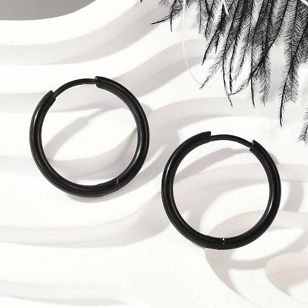 202 Stainless Steel Huggie Hoop Earrings