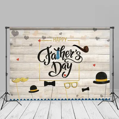Hat Bow Ties Heart Wooden Fathers Day Backdrop Diy - Aperturee