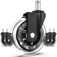 Office Chair Wheels Replacement Rubber Caster, Set of 5, for Hardwood Floors & Carpet, 3\