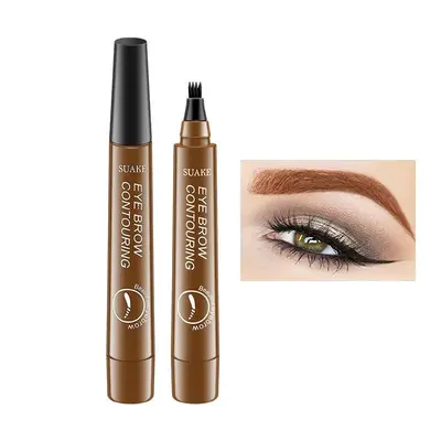 Waterproof Four-tooth Liquid Eyebrow Pencil, Long Lasting Eyebrow Liquid Pencil, Brow Styling Brush, Sweat Proof High Pigment...