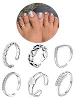 Women's Rhinestone Decorated Toe Rings (6pcs), Adjustable Open Toe Rings for Women & Girls, for Party, Daily Clothing Decor, ...