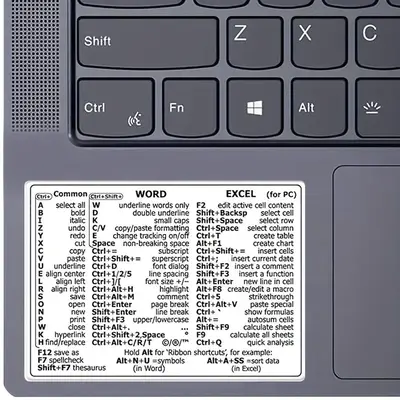 Keyboard Shortcut Sticker, 1 Count Shortcut Sticker for Word and Excel, Bookmark Sticker for Laptop Computer, Office Statione...