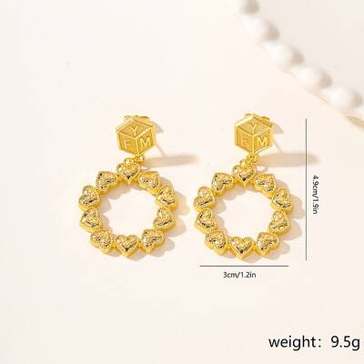 Vintage Exaggerated Metal Flower Heart Earrings for Party Wedding.
