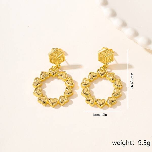 Vintage Exaggerated Metal Flower Heart Earrings for Party Wedding.