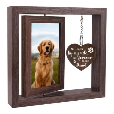 Wooden Photo Frame, Rotating Picture Frame for 4x6 Photo, Pet Memorial Gift for Loss of Dog, Bereavement Remembrance Picture ...