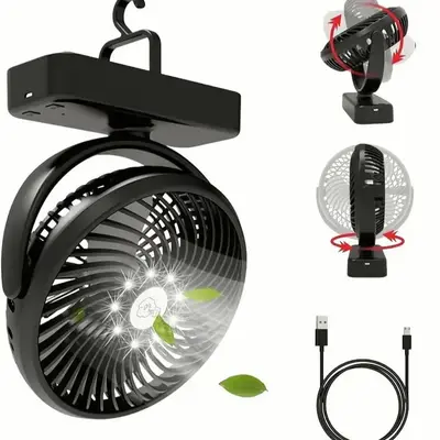 Portable Fan with LED Lantern,  Rechargeable Battery Operated Fan with Adjustable head,  Up to 58hrs Battery Powered Fan with...