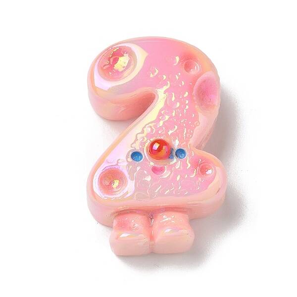 Electroplate Number Theme Resin Beads