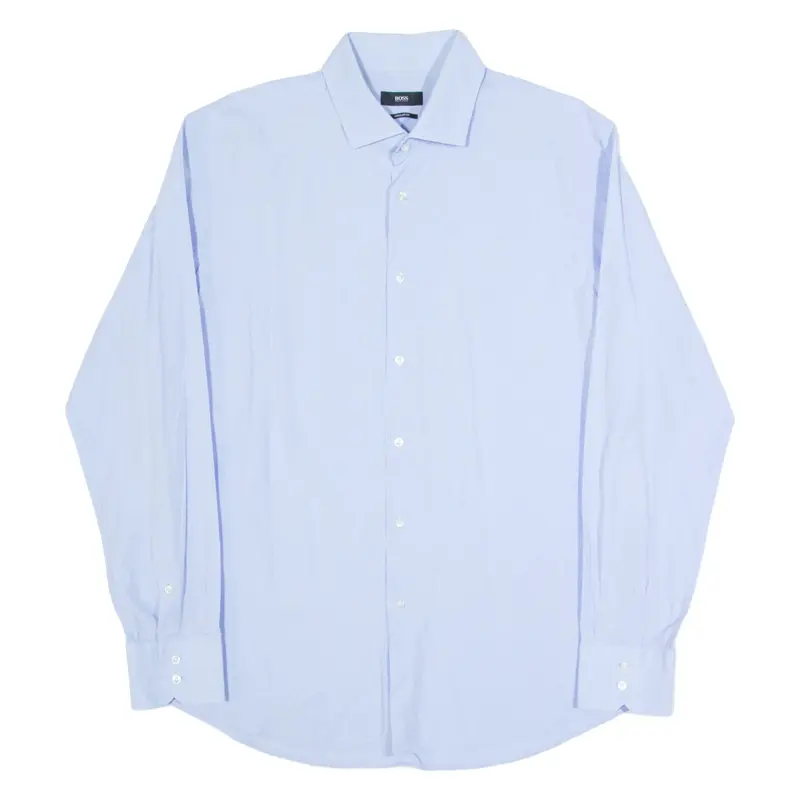HUGO BOSS Mens Plain Shirt Blue Long Sleeve L