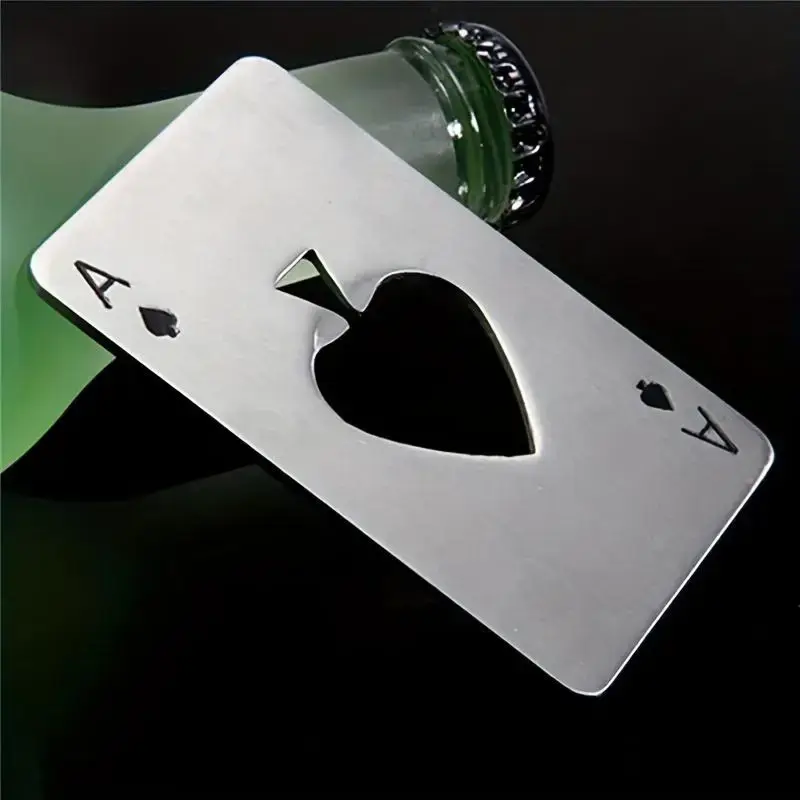 Stainless Steel Poker Shaped Bottle Opener, Portable Non Slip Manual Beer Opener, Creative Heart Design Bottle Opener for Hom...