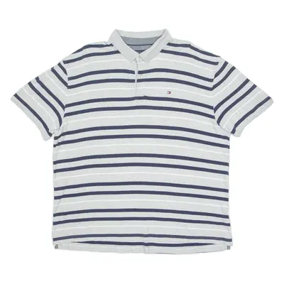 TOMMY HILFIGER Mens Polo Shirt Grey Striped 2XL
