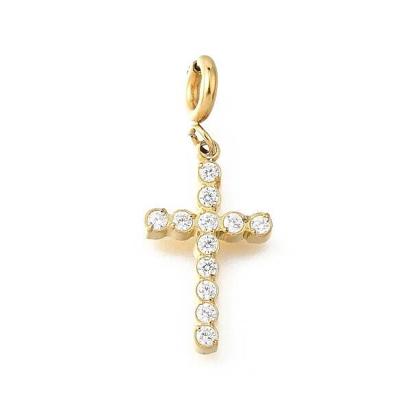 Cross 304 Stainless Steel Crystal Rhinestone Pendant Decorations