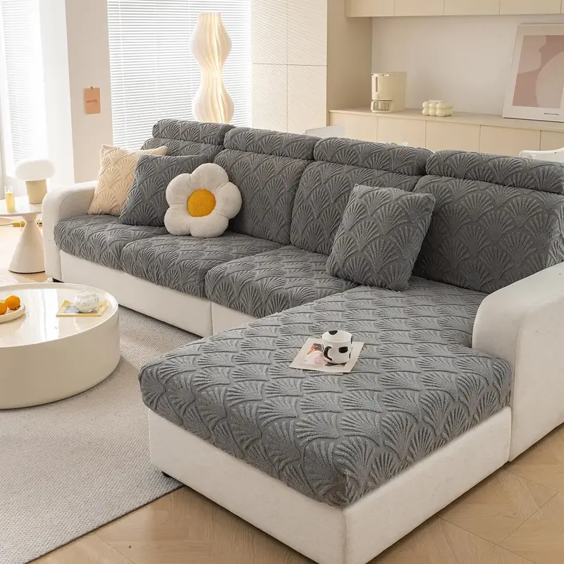 Couch Cover, 1 Count Leaf Pattern Sofa Cover, Soft Comfortable Modern Simple Sofa Slipcover, Furniture Cover for Home Livin...