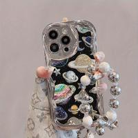 Planet Pattern Phone Case with Lanyard, Decorative Phone Protector Cover, Phone Accessories Compatible with iPhone 16 15 14 1...