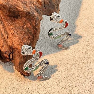 304 Stainless Steel Enamel Stud Earrings