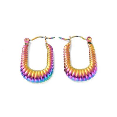 Ion Plating(IP) 304 Stainless Steel Rectangle Hoop Earrings