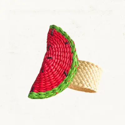 Watermelon Napkin Ring - Made of Iraca Palm - Sold by Set | Pack: Pack of 6