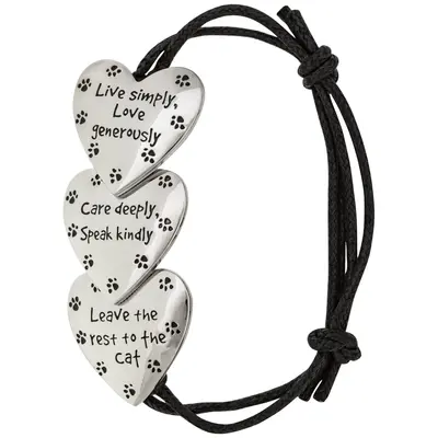 Live Love Care Paw Print Adjustable Bracelet - Cat