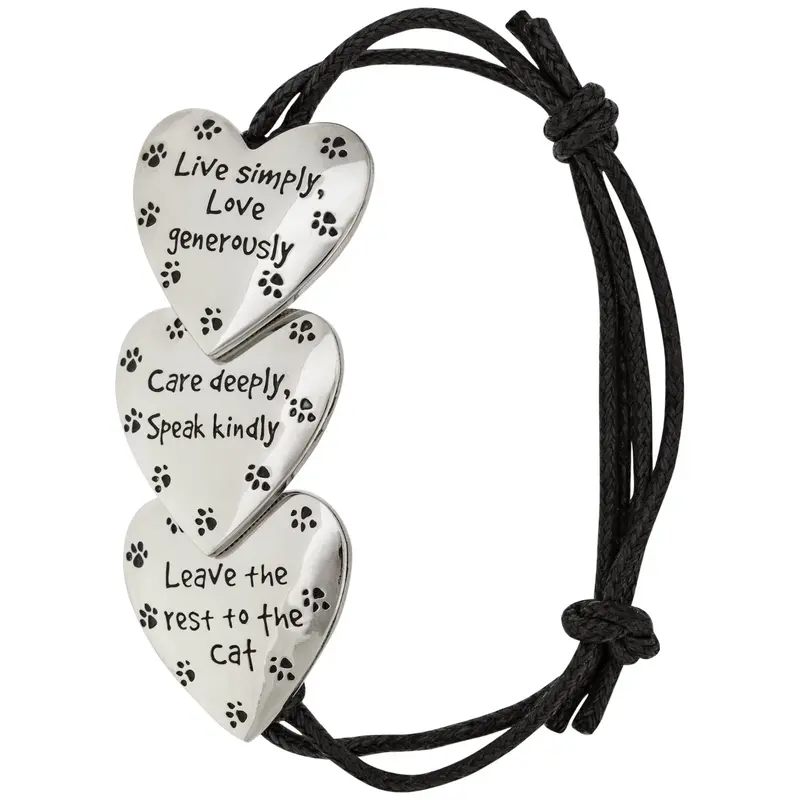 Live Love Care Paw Print Adjustable Bracelet - Cat