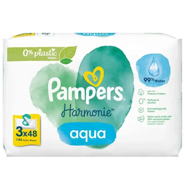 Pampers Wipes 0% Aqua Harmonie 3x48 Wipes Pack
