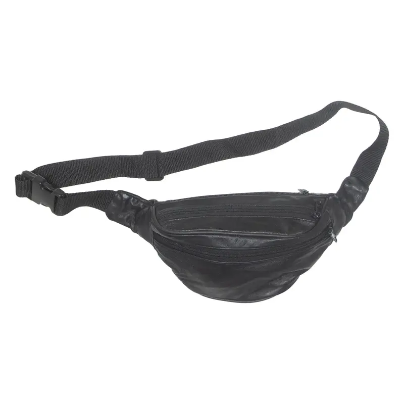 Mens Bum Bag Black Leather Faux Leather
