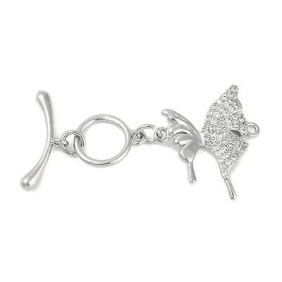 Brass Micro Pave Clear Cubic Zirconia Toggle Clasps