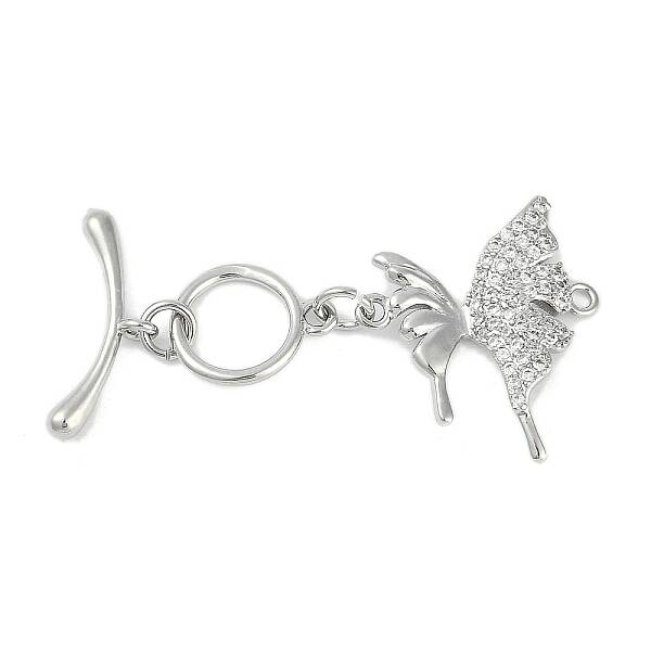 Brass Micro Pave Clear Cubic Zirconia Toggle Clasps