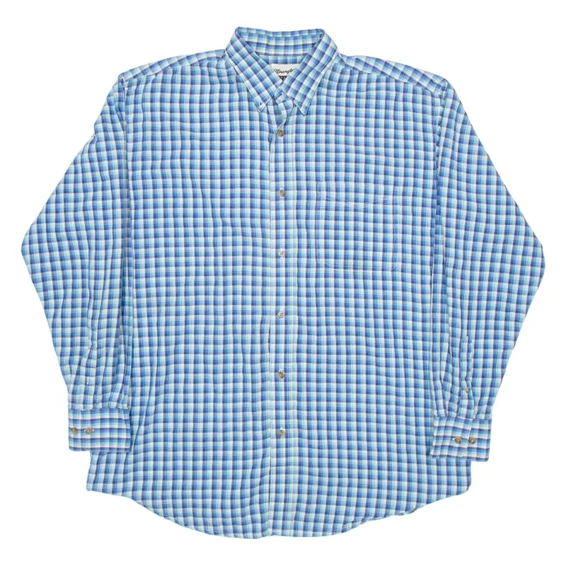 WRANGLER Mens Shirt Blue Check Long Sleeve XL
