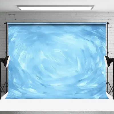 Blue Oil Painting Abstract Textured Photo Backdrop - Aperturee