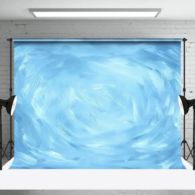 Blue Oil Painting Abstract Textured Photo Backdrop - Aperturee
