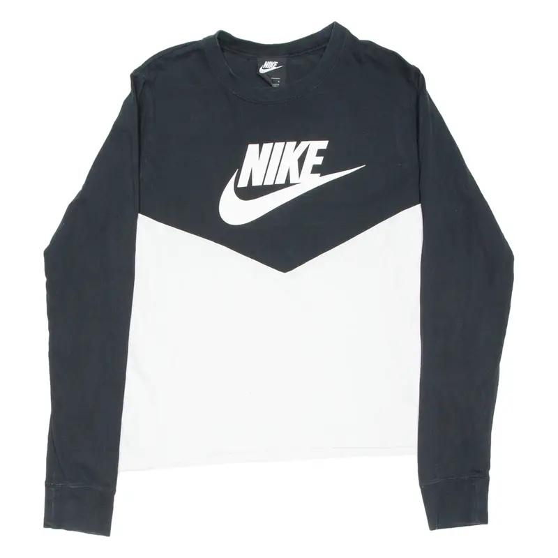 NIKE Womens T-Shirt Black Long Sleeve L