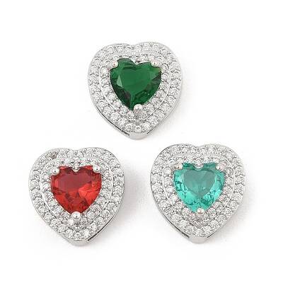 Brass Micro Pave Cubic Zirconia Slide Charms