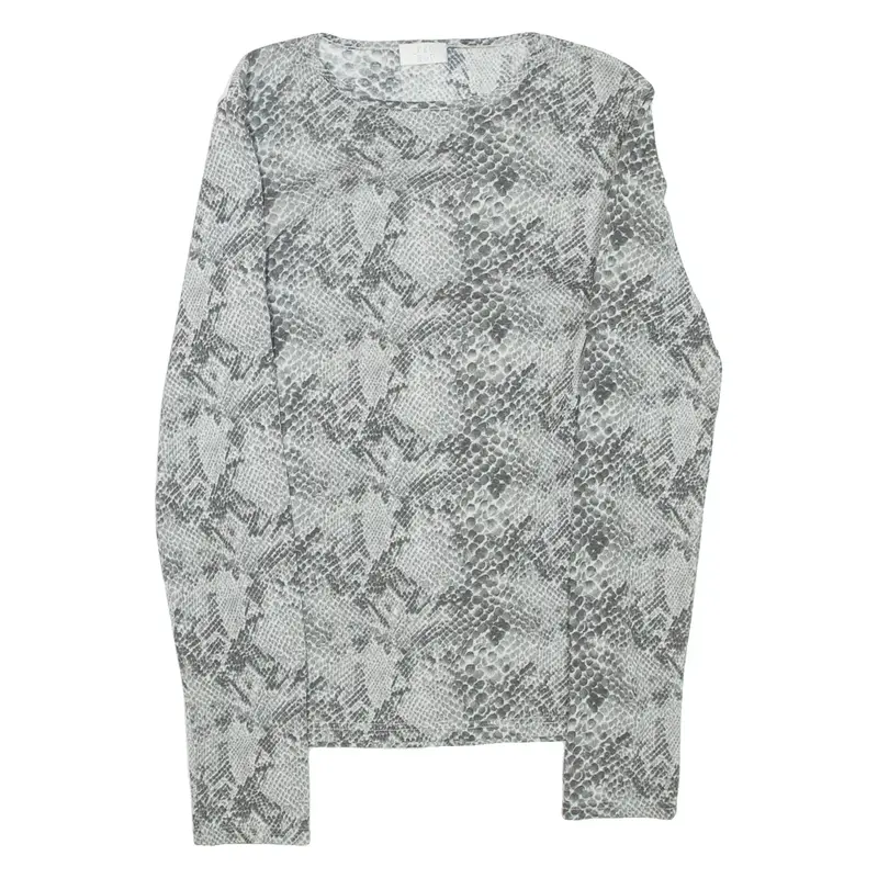 PRO MOD Sheer Womens Printed Top Grey Long Sleeve Animal Print S