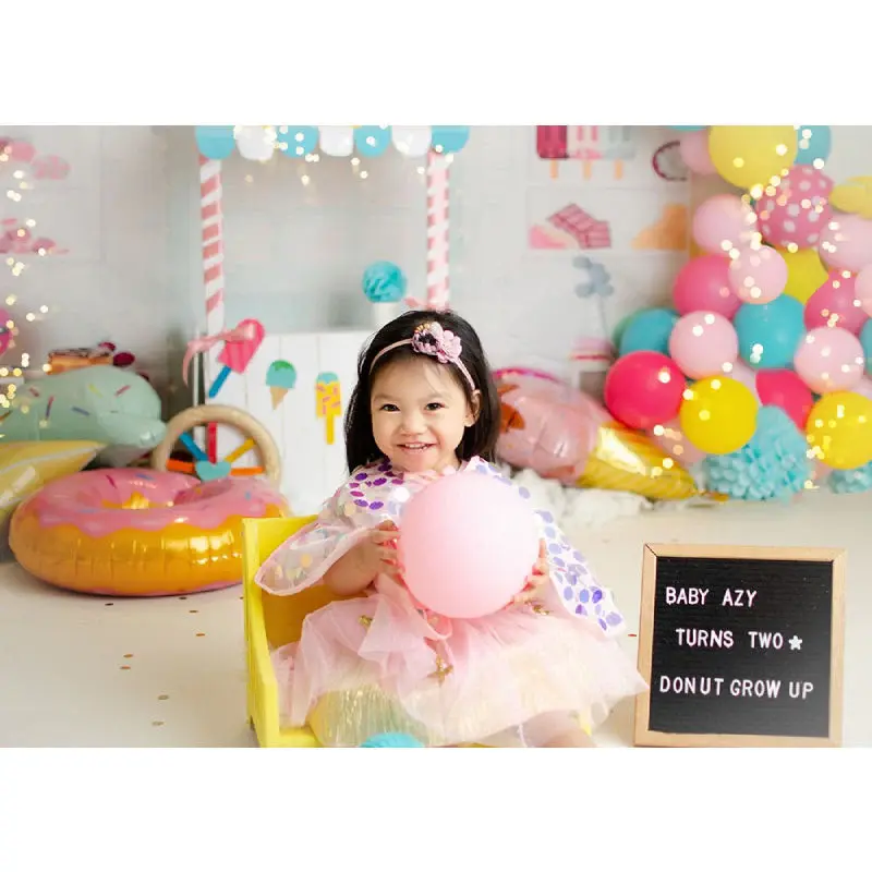 Colorful Sweet Candy Store Balloons Birthday Backdrop - Aperturee