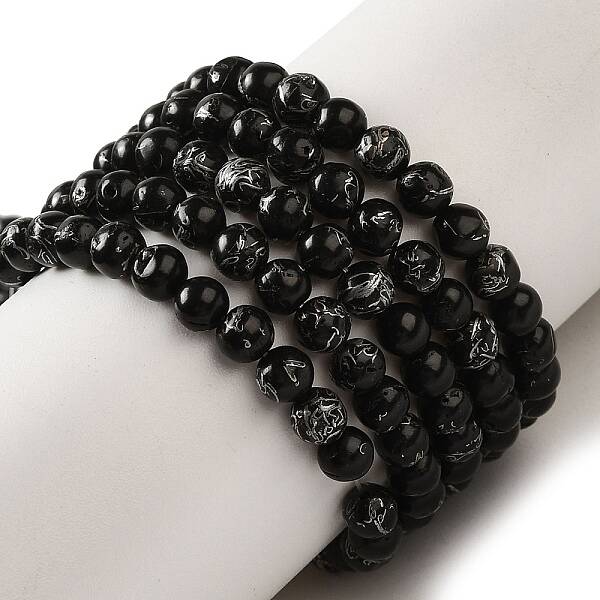 Synthetic Silver Line Coal Quartz Beads Strands
