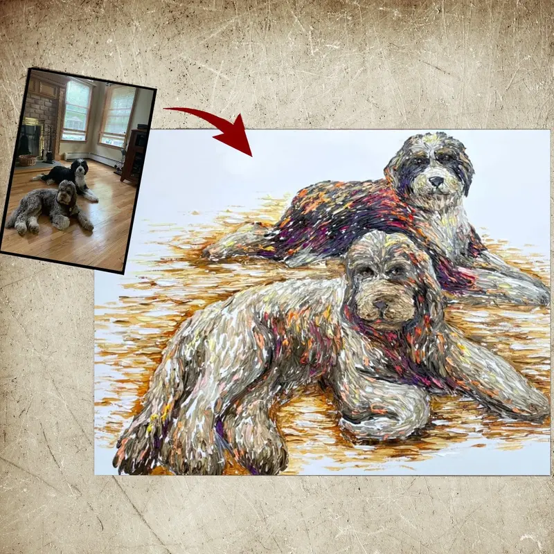 Dog Painting From Photo Impasto Painting Pet Portrait Oil Painting | TRUE FRIENDSHIP