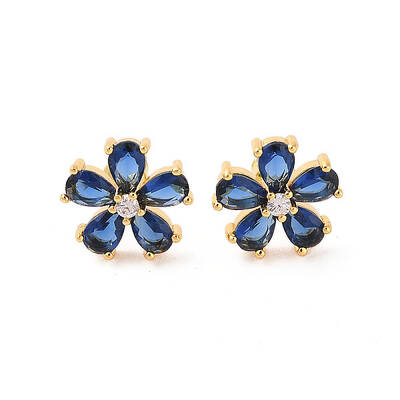 Rack Plating Brass Micro Pave Cubic Zirconia Stud Earrings