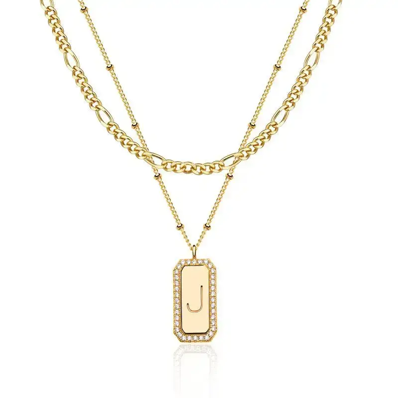 【Flash Sale】Fettero Gold Dainty Layered Initial Necklaces for Women Trendy Figaro Chain Necklace  Initials Necklace