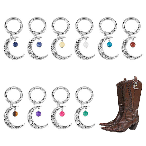 20Pcs 10 Style Tibetan Style Gemstone Bead Shoe Charms