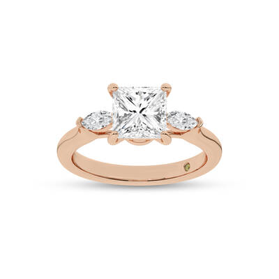 Maui Three Stone Princess Cut Lab Grown Diamond Engagement Ring | 18K Rose Gold 1 3/4 CT. TW.