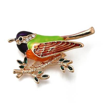 Bird Zinc Alloy Rhinstone Brooches