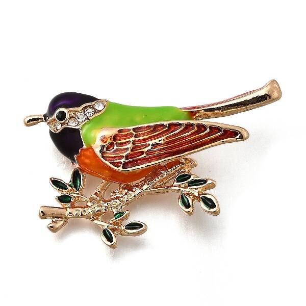 Bird Zinc Alloy Rhinstone Brooches