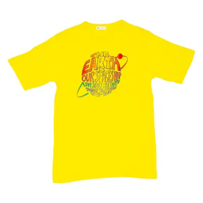 The Earth Is Our Spaceship Mens T-Shirt Yellow M