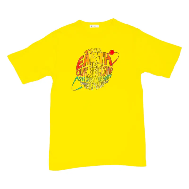 The Earth Is Our Spaceship Mens T-Shirt Yellow M