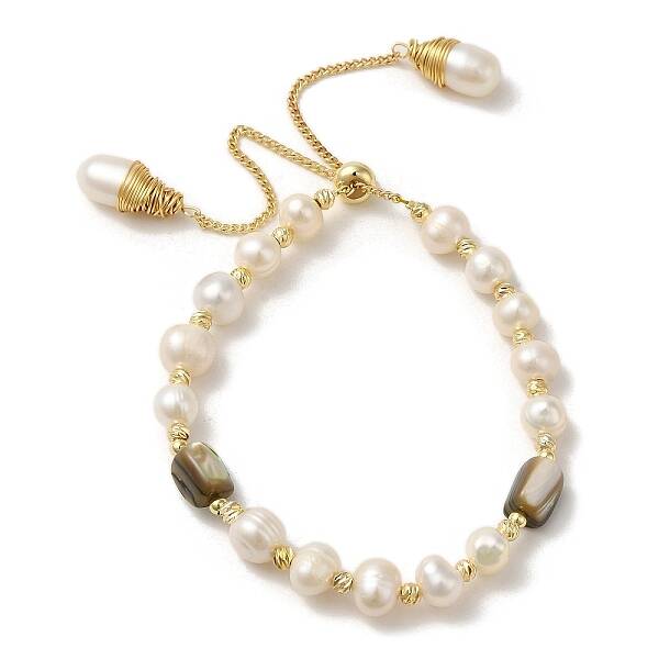 Natural Pearl & Shell Beaded Slider Bracelets